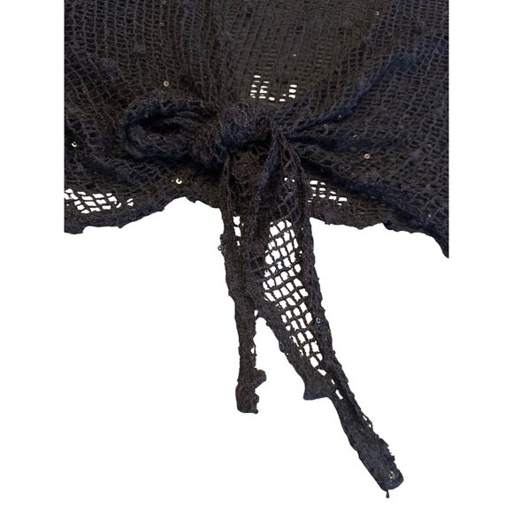 Pretty Woman Black Open Knit Sequin Sparkle Wrap Cardigan One Sz Goth Whimsygoth - Picture 4 of 4